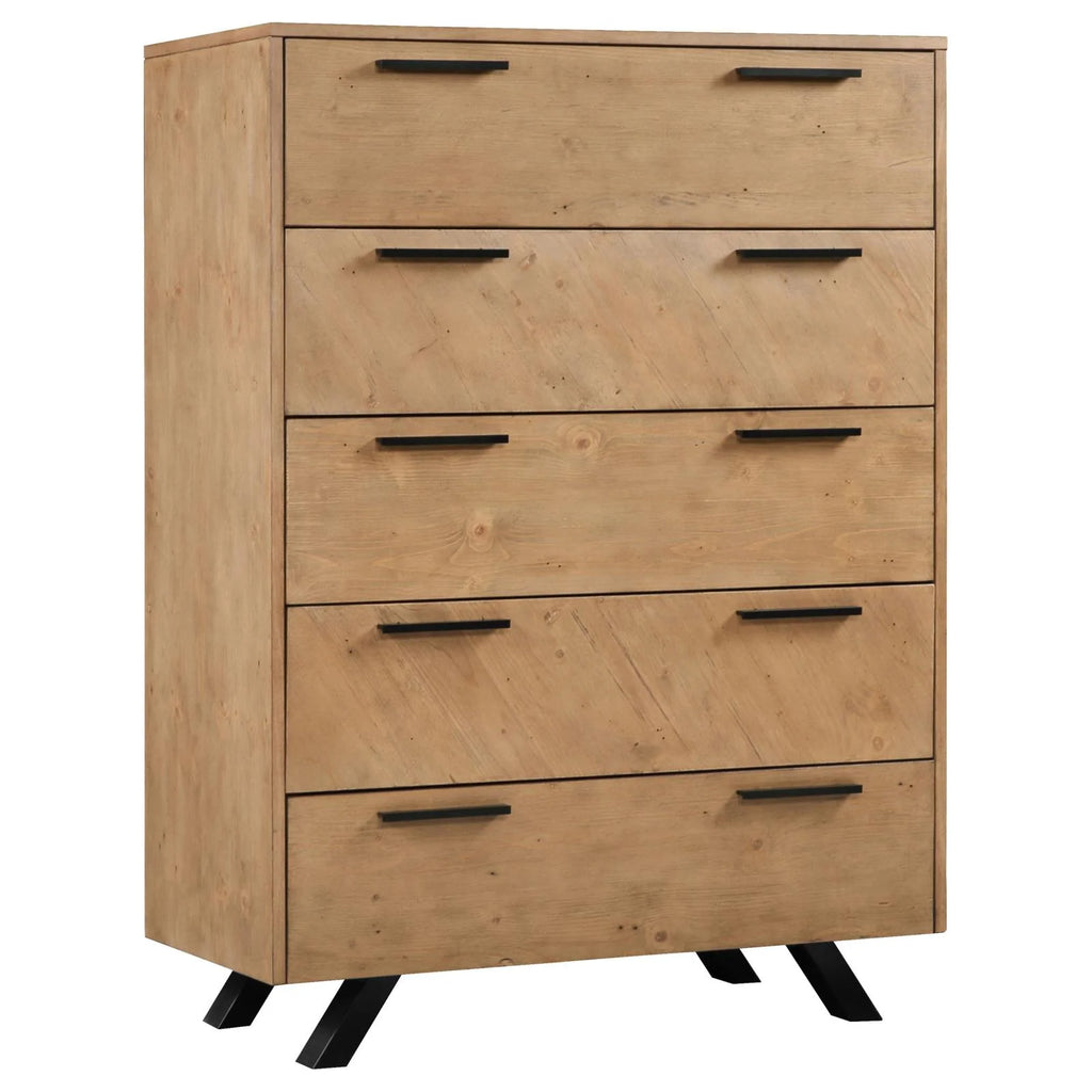 Light Honey Brown 5-drawer Rectangular Chest I192