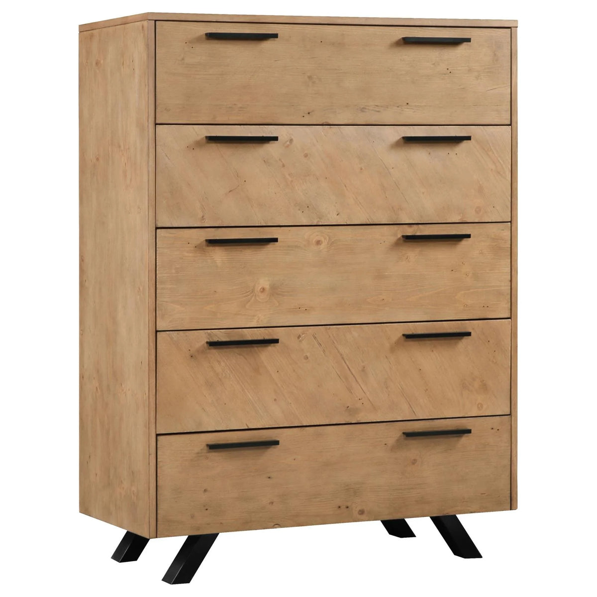 Light Honey Brown 5-drawer Rectangular Chest I192