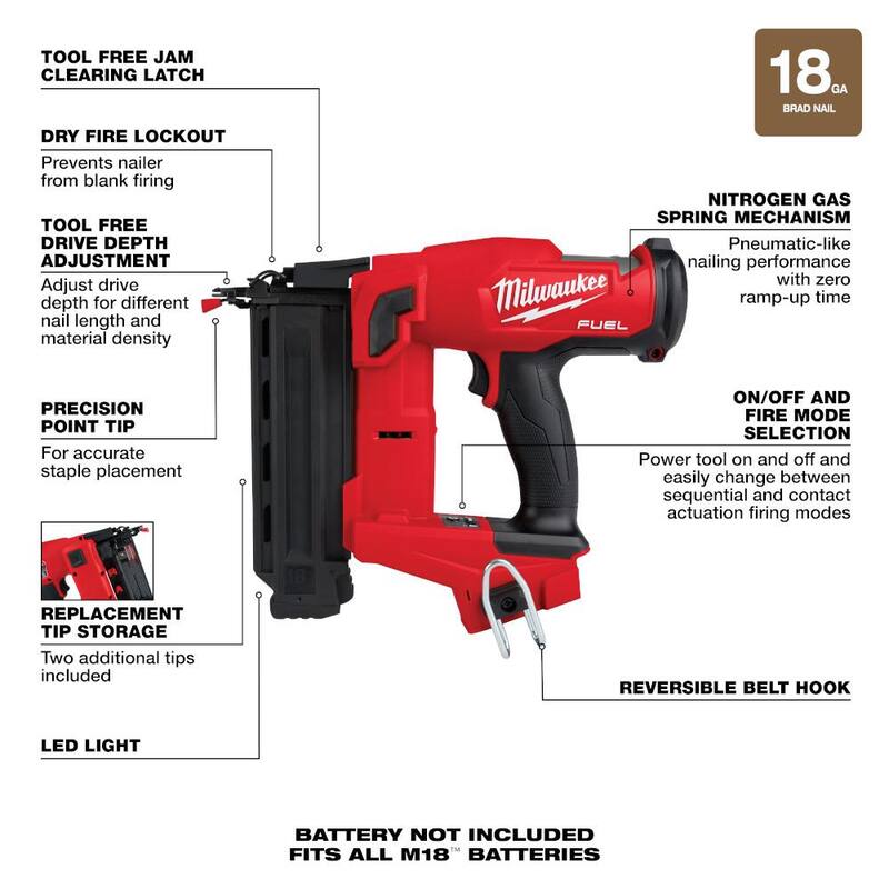 18-Volt Lithium-Ion Brushless Cordless 18-Gauge Brad Nailer K322