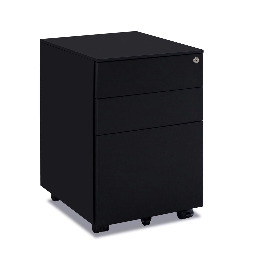 3 Drawer Black Mobile File Cabinet A583