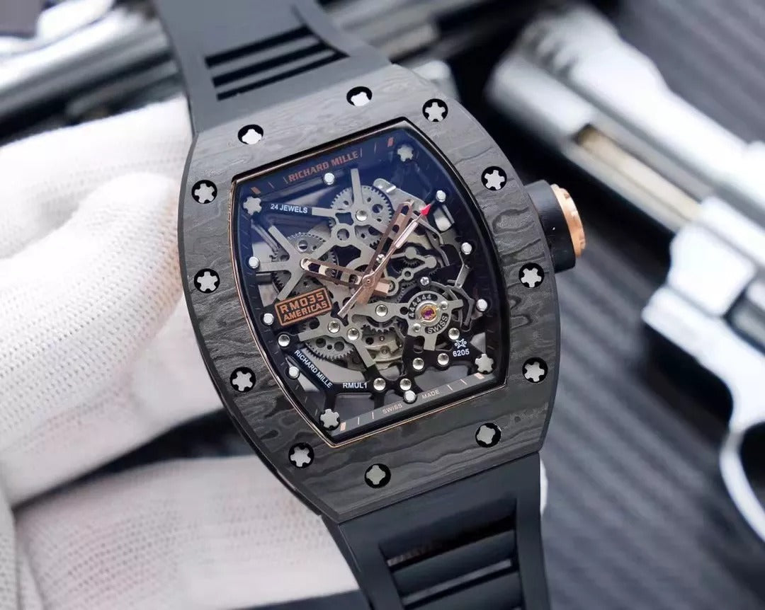 Black Rubber Strap Watch Y20552