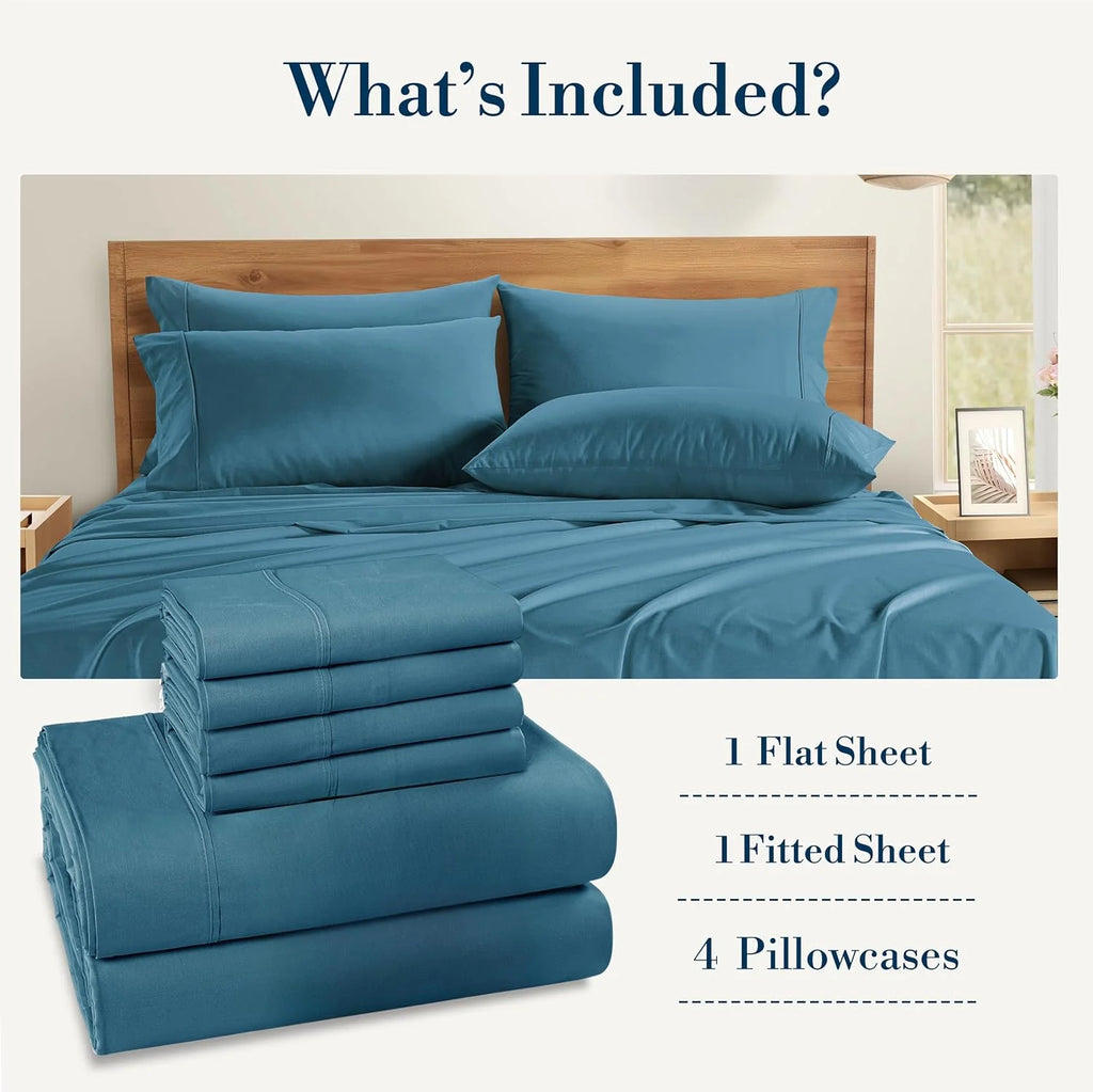 Blue Heaven 6 Piece 100% Cotton Percale Sheet Set C22009