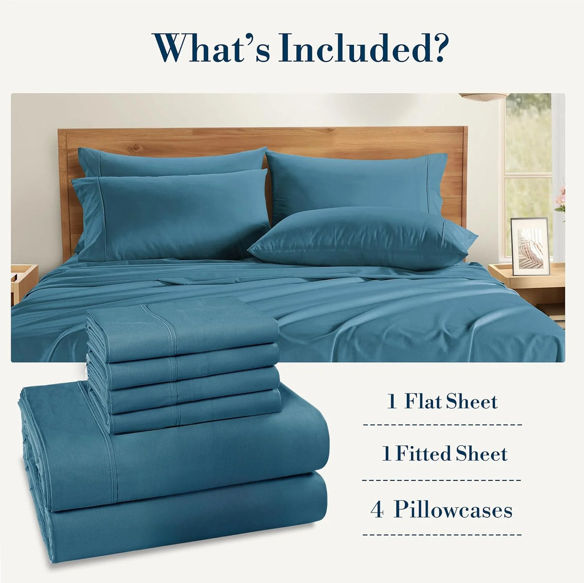 Blue Heaven 6 Piece 100% Cotton Percale Sheet Set C22009