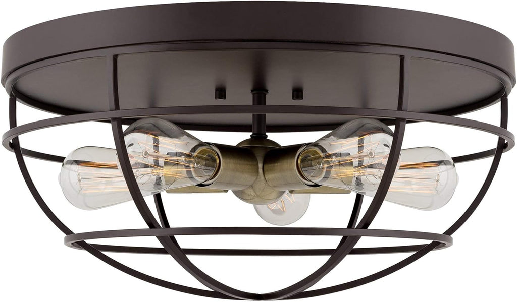 Textured Black 3-Light Cage Flush Mount Ceiling Light M208307
