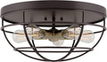 Textured Black 3-Light Cage Flush Mount Ceiling Light M208307