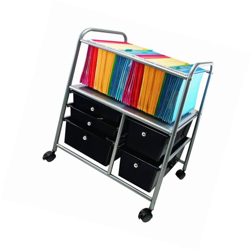 Black File Cart with Five Storage Drawers U3935