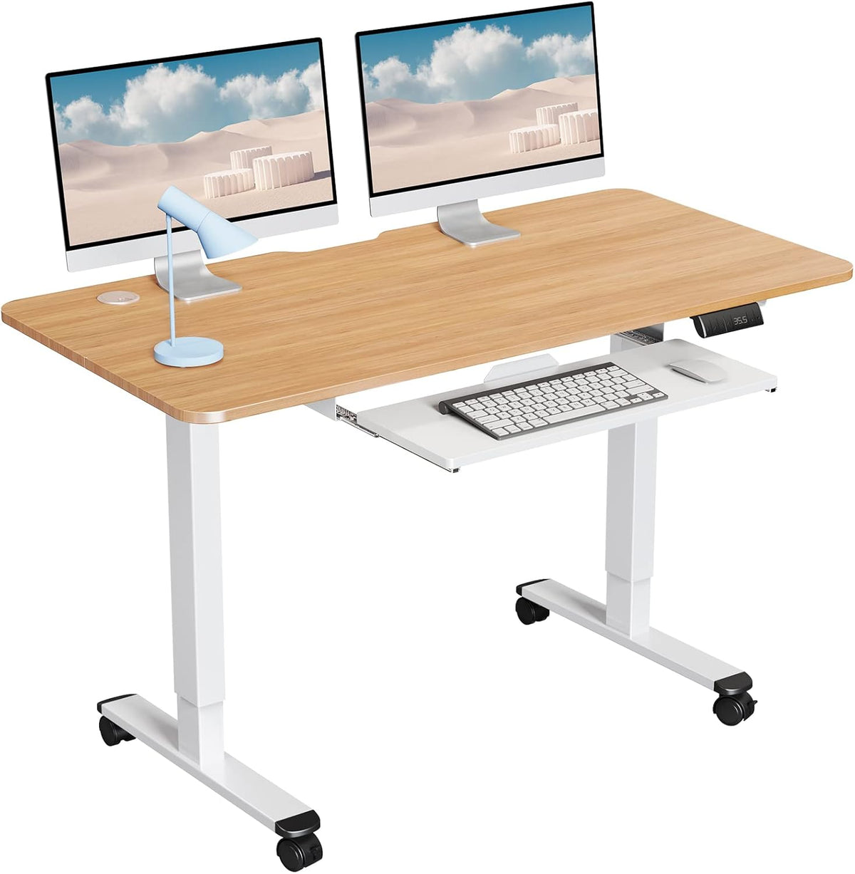 Black Electric Standing Desk with Keyboard Tray S222565