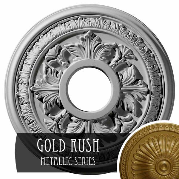15 3/8x22OD x 4 1/4x22ID x 1 1/2x22P Hand-Painted Gold Ceiling Medallion U83063