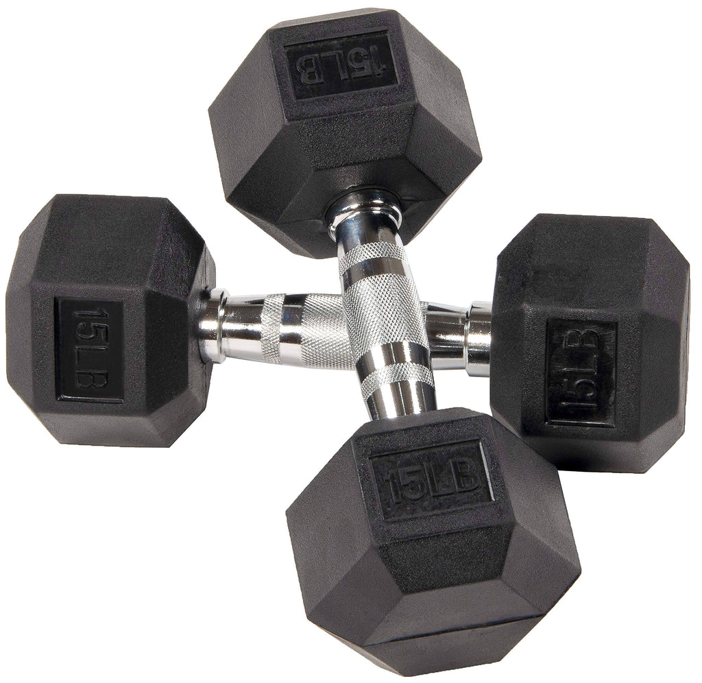Rubber Encased Hex Dumbbell Pair Black K891774