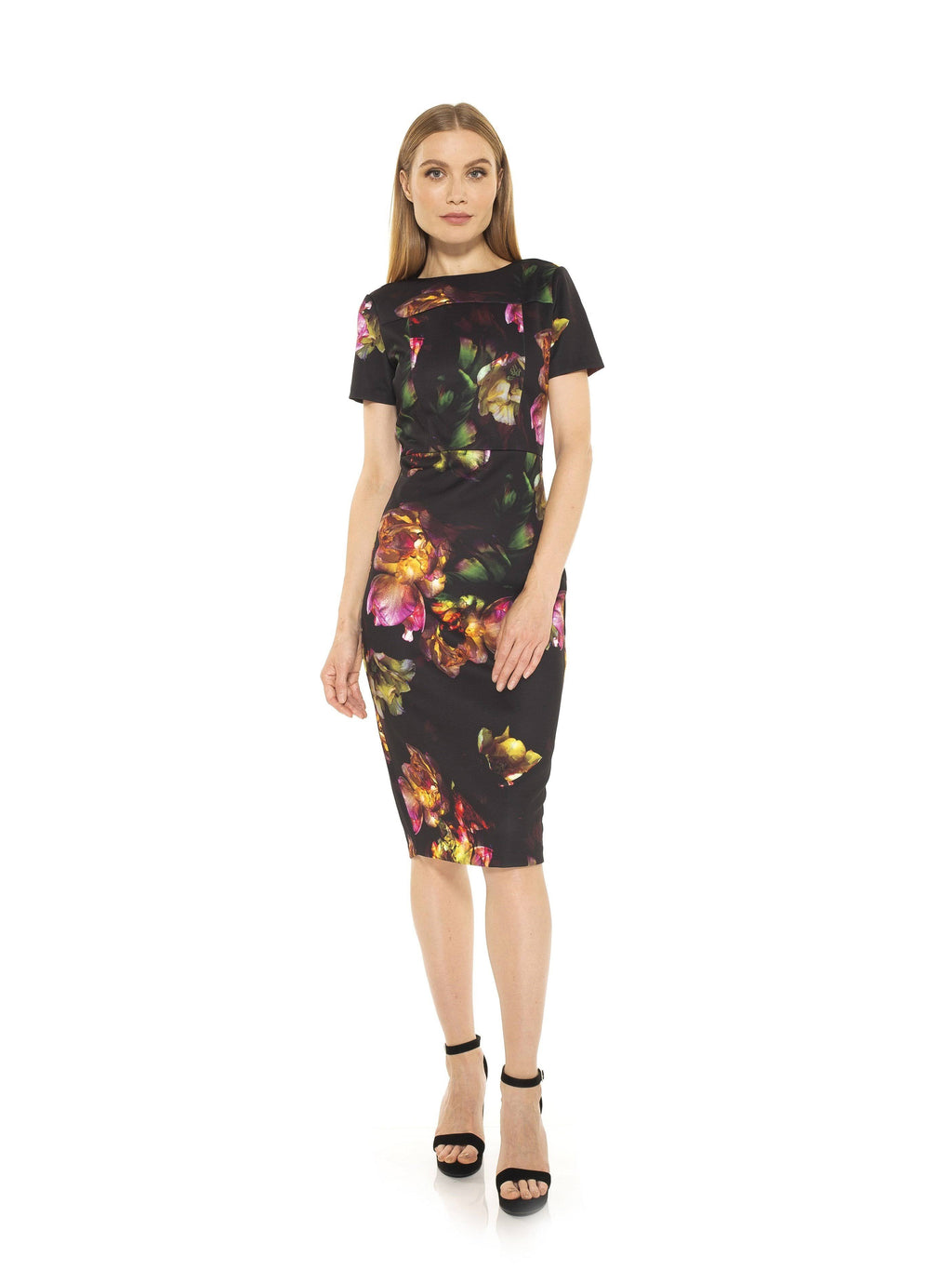 Black Midi Sheath Dress W591358