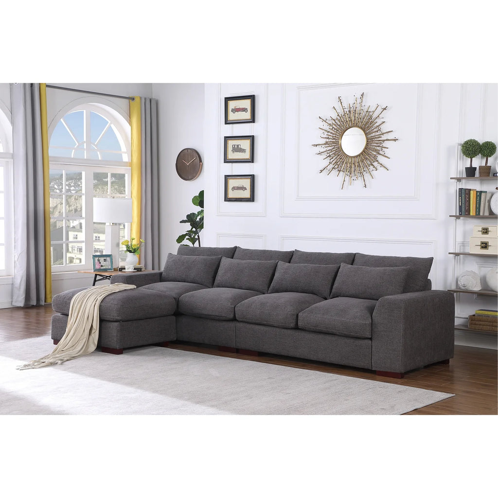 Dark Gray Fabric Modular Reversible Sectional Sofa & Ottoman Q84905