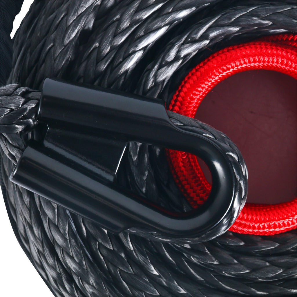 Black Synthetic Winch Rope Cable with Protective Sleeve, 22000lbs, Pack of 2 L44266