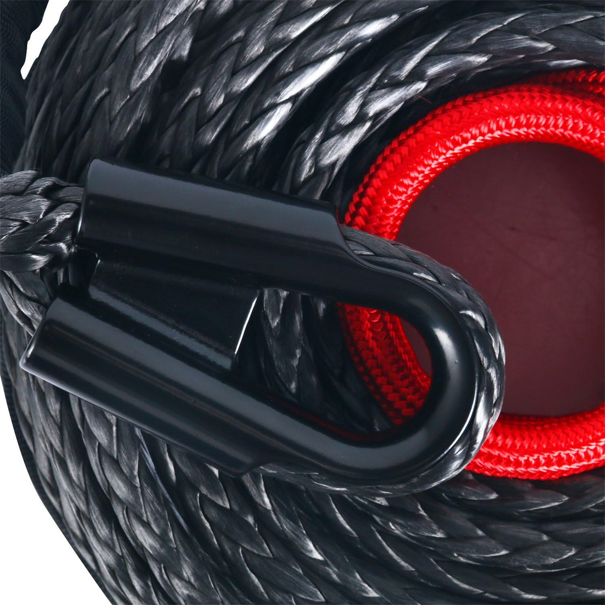 Black Synthetic Winch Rope Cable with Protective Sleeve, 22000lbs, Pack of 2 L44266