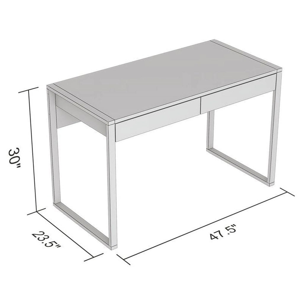 47"L 2-Drawers Black Metal Computer Desk Z64430