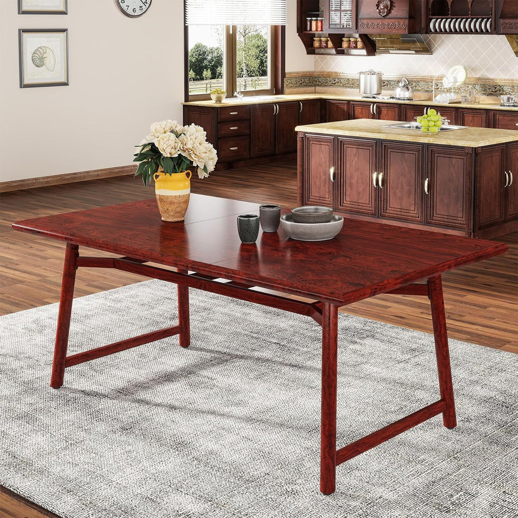 63" Rectangular Wood Dining Table with Metal Legs O166