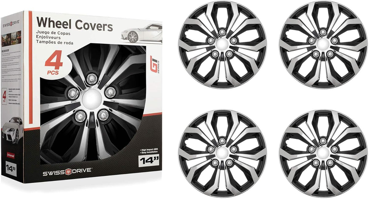 Set of 4 Chrome and Black ABS Hubcaps N162731