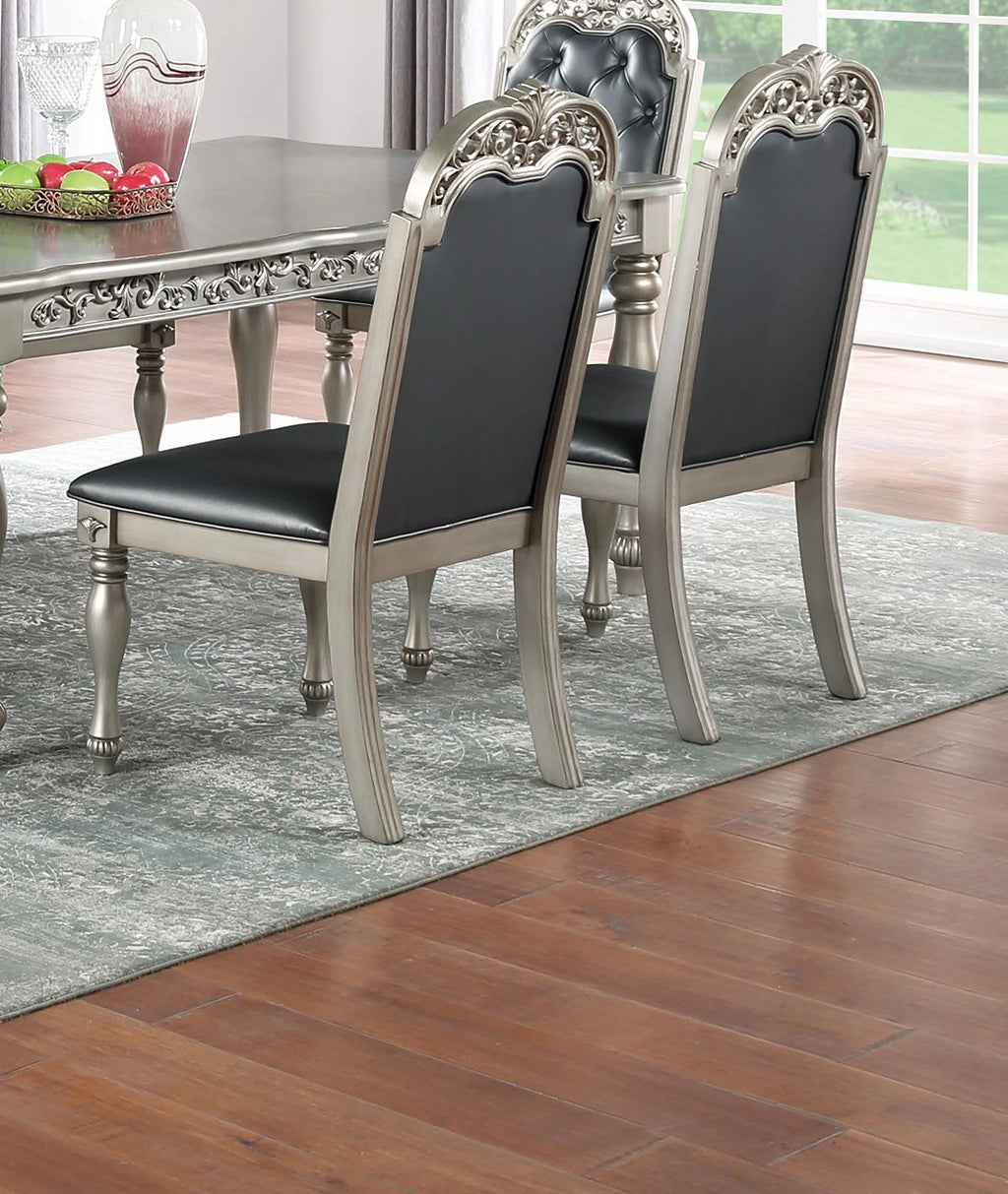 Set of 2 Grey Upholstered Dining Chairs I3549