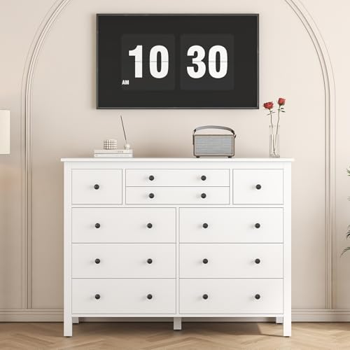 Black 10 Drawer Wood Dresser C8814