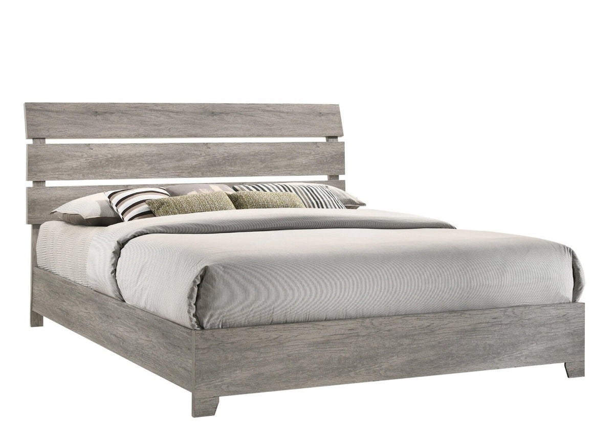 King Size 3Pc Wooden Bedroom Set Platform Bed and 2 Nightstands Y9514