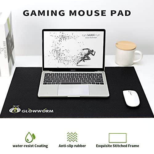 Black Non-Slip Waterproof Pu Leather Desk Pad 23.6in*15.7in S718