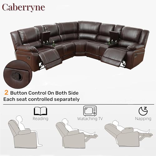 Leather L-Shaped Reclining Sectional Sofa with Chaise N53531