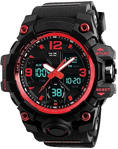 Men's Analog Sports Watch LED Military Digital Watch Electronic Stopwatch Large Dual Dial Time Outdoor Army Wrist Watch Tactical Q487651