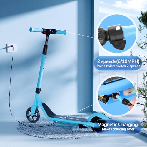Electric Scooter with Adjustable Speed and Height, Colorful Lights, Double Brake U318083