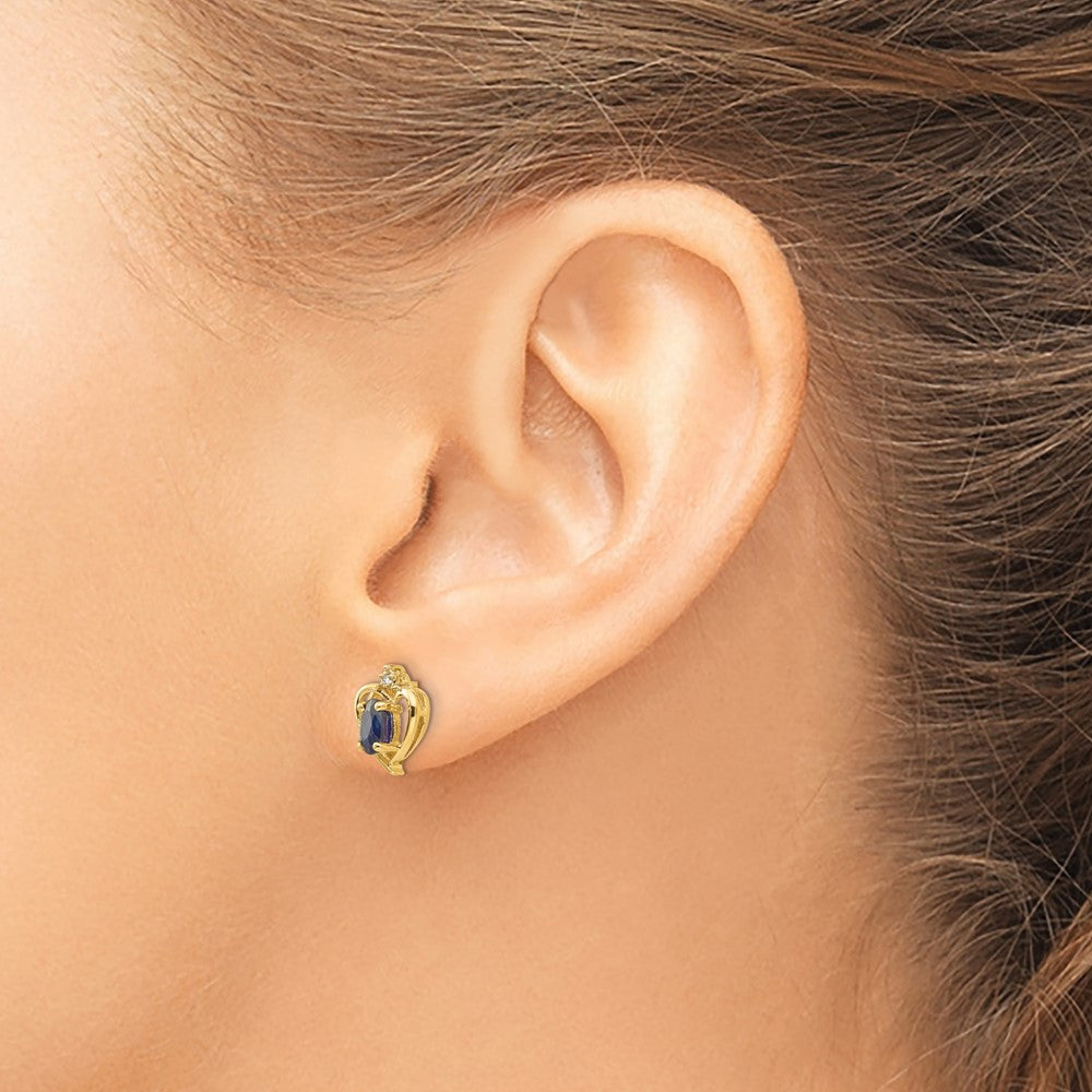 14k Sapphire and Diamond Heart Earrings J20102