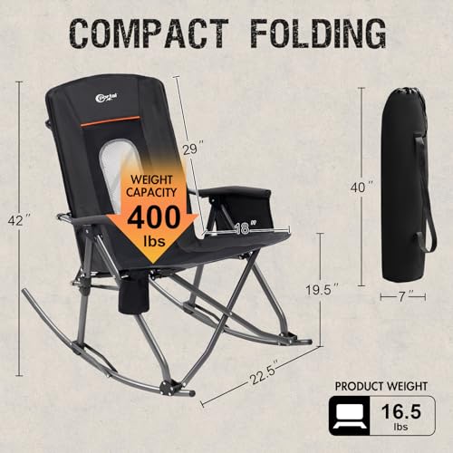 Oversized Folding Rocking Camping Chair with Carry Bag O124
