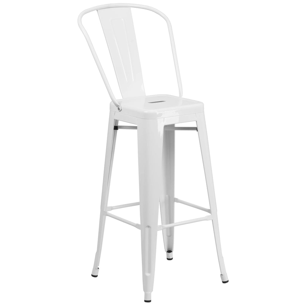 White Metal Barstool 2 Stools S235656
