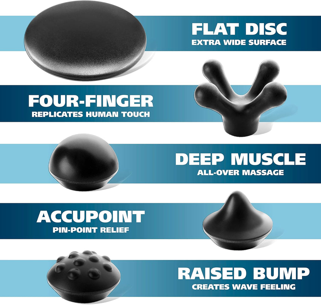 Percussion Handheld Massager with 5 Attachment Heads and Storage Case R4463