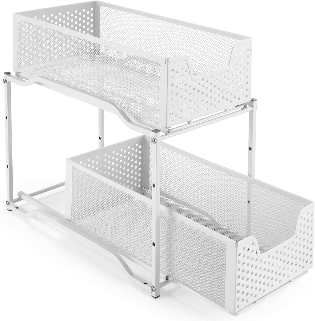 Bronze Stackable 2-Tier Under Sink Cabinet Organizer with Sliding Storage Drawer F86132