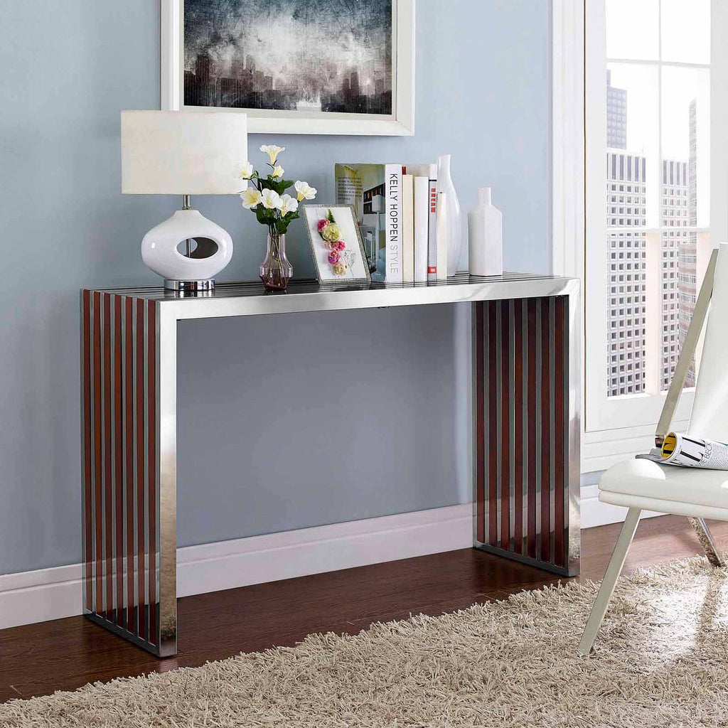 Walnut Wood Inlay Console Table or Bench Z733