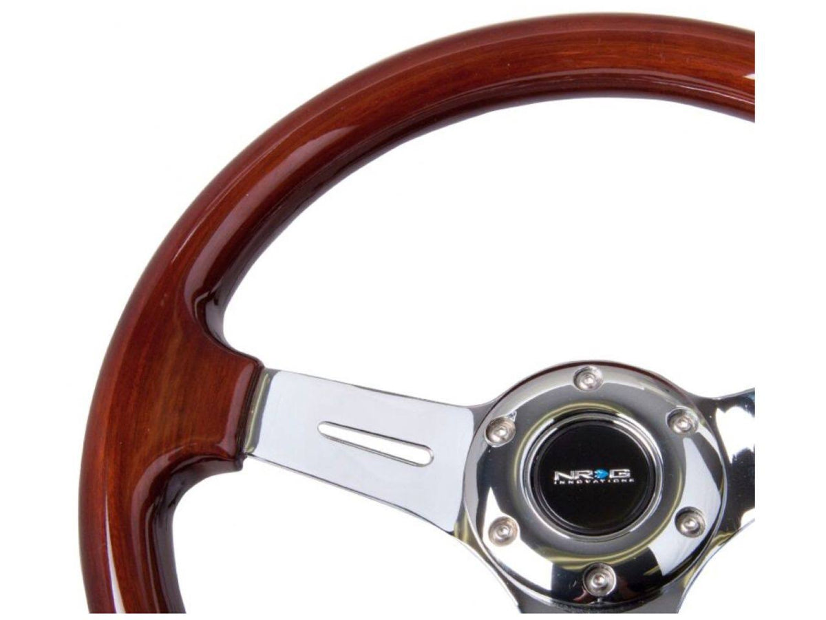 Chrome 3 Spoke 330mm Wood Grain Steering Wheel A37692