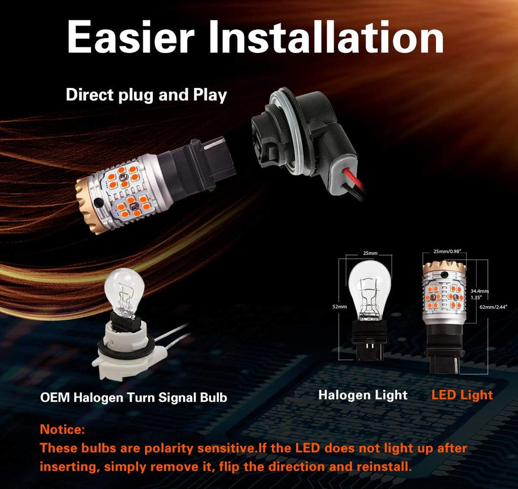 Amber LED Turn Signal Light Bulb (Pack of 2) T6242