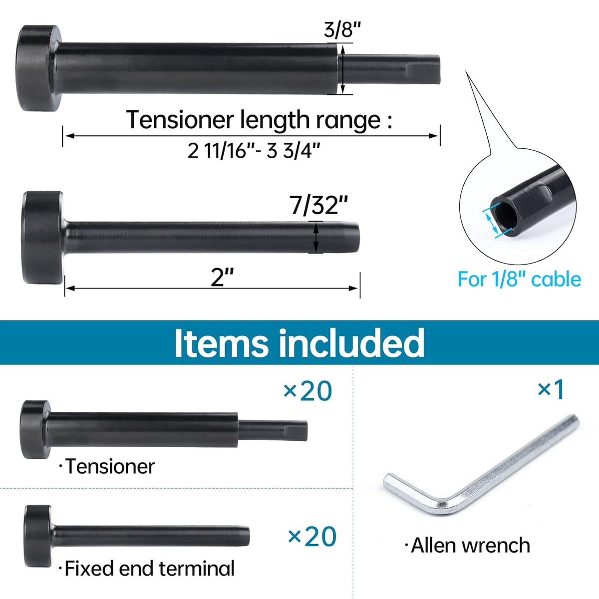 Black Invisible Cable Railing Kit 1/8 T316 Stainless Steel S761