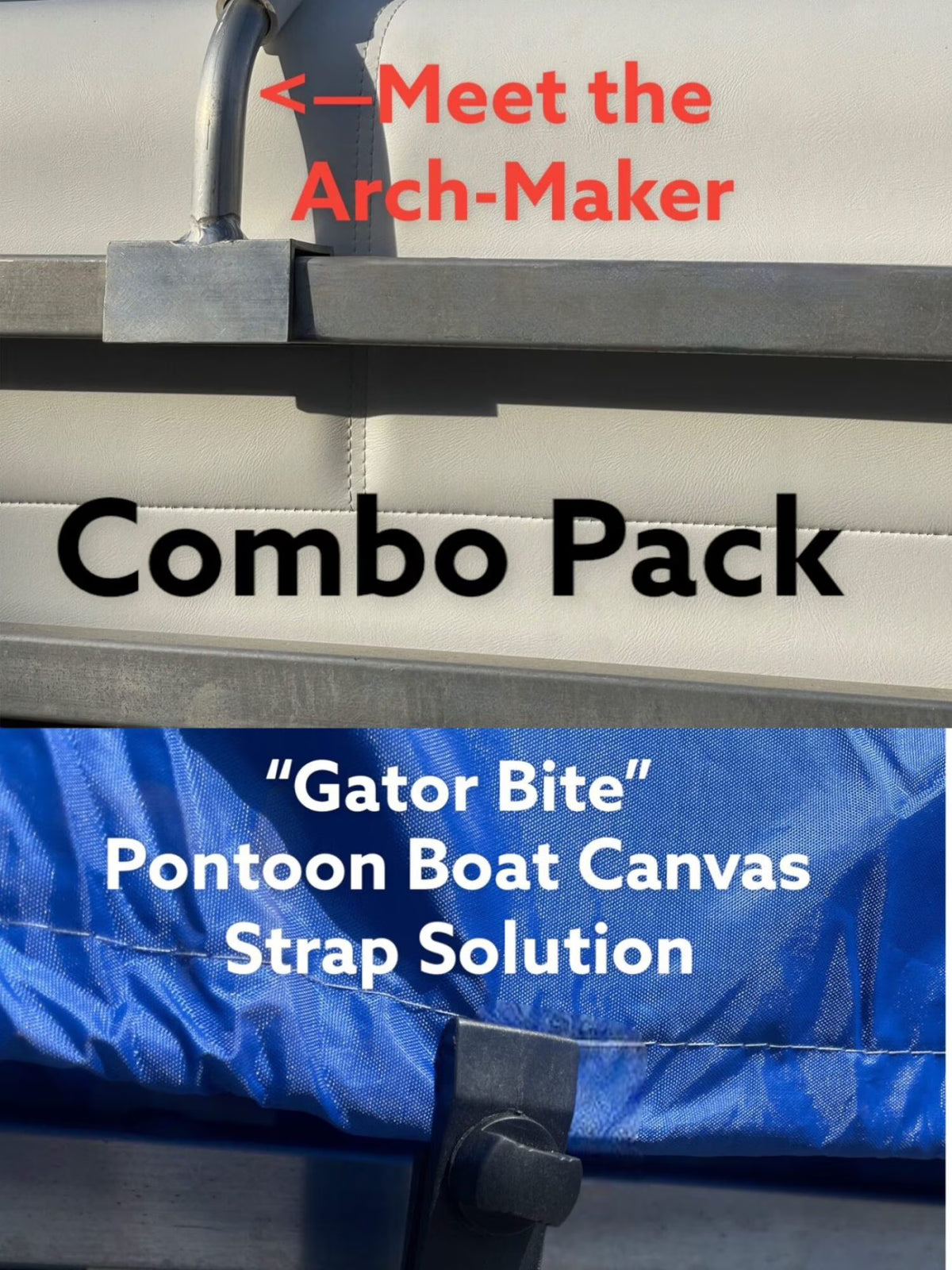 12'-18' Pontoon Boat Canvas Solution with 6 Rise Combo Pack with 12 Gator Bite Canvas Strap Solutions Z909