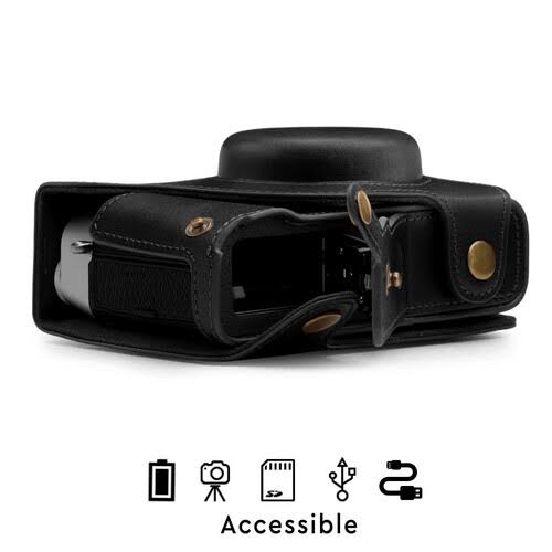 Black Top Grain Leather Camera Case D906310