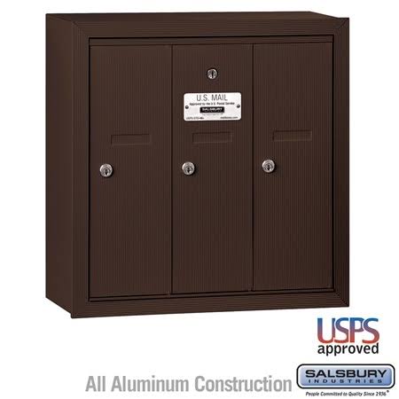 Vertical Mailbox - 3 Doors - Sandstone - Surface Mounted M6856