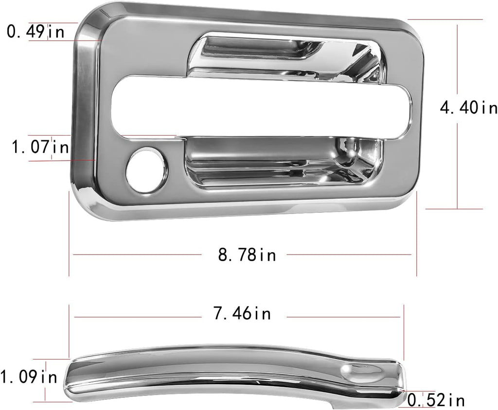 Chrome Door Handle Cover Trims Bezel with Key Hole Pack of 2 F198625