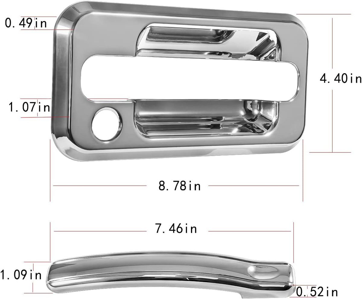 Chrome Door Handle Cover Trims Bezel with Key Hole Pack of 2 F198625