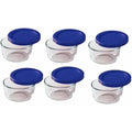 1 Cup Round Clear Storage Containers with Blue Lid, 12 Pc L74427