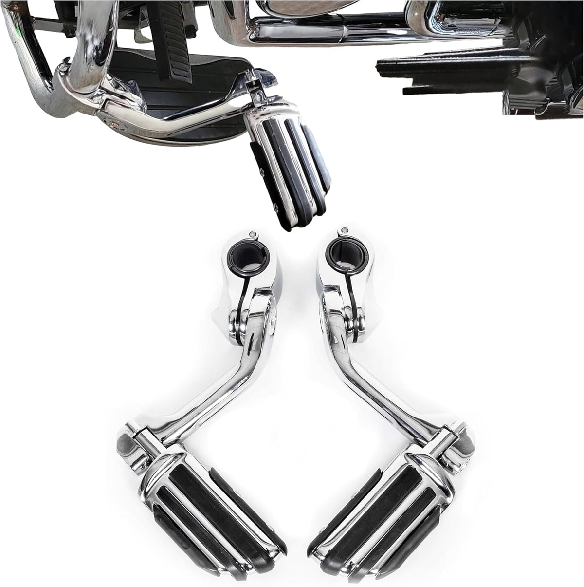 1-1/4" Long Highway Foot Pegs Pedal with Screws for 1.25" Motorcycle Crash Bar Engine Guards Mount Tubing E26193