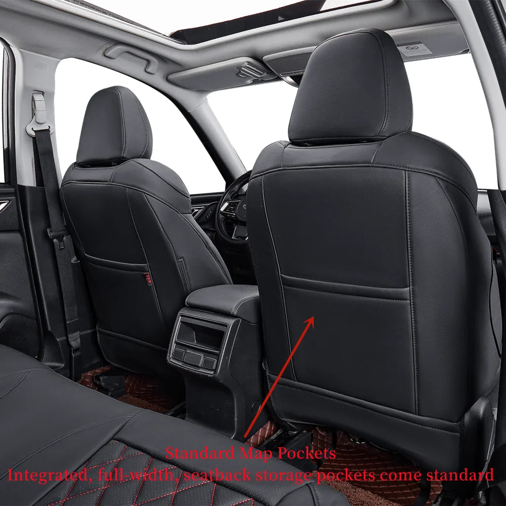 Black/Red Leatherette Full Set Car Seat Covers Q206803