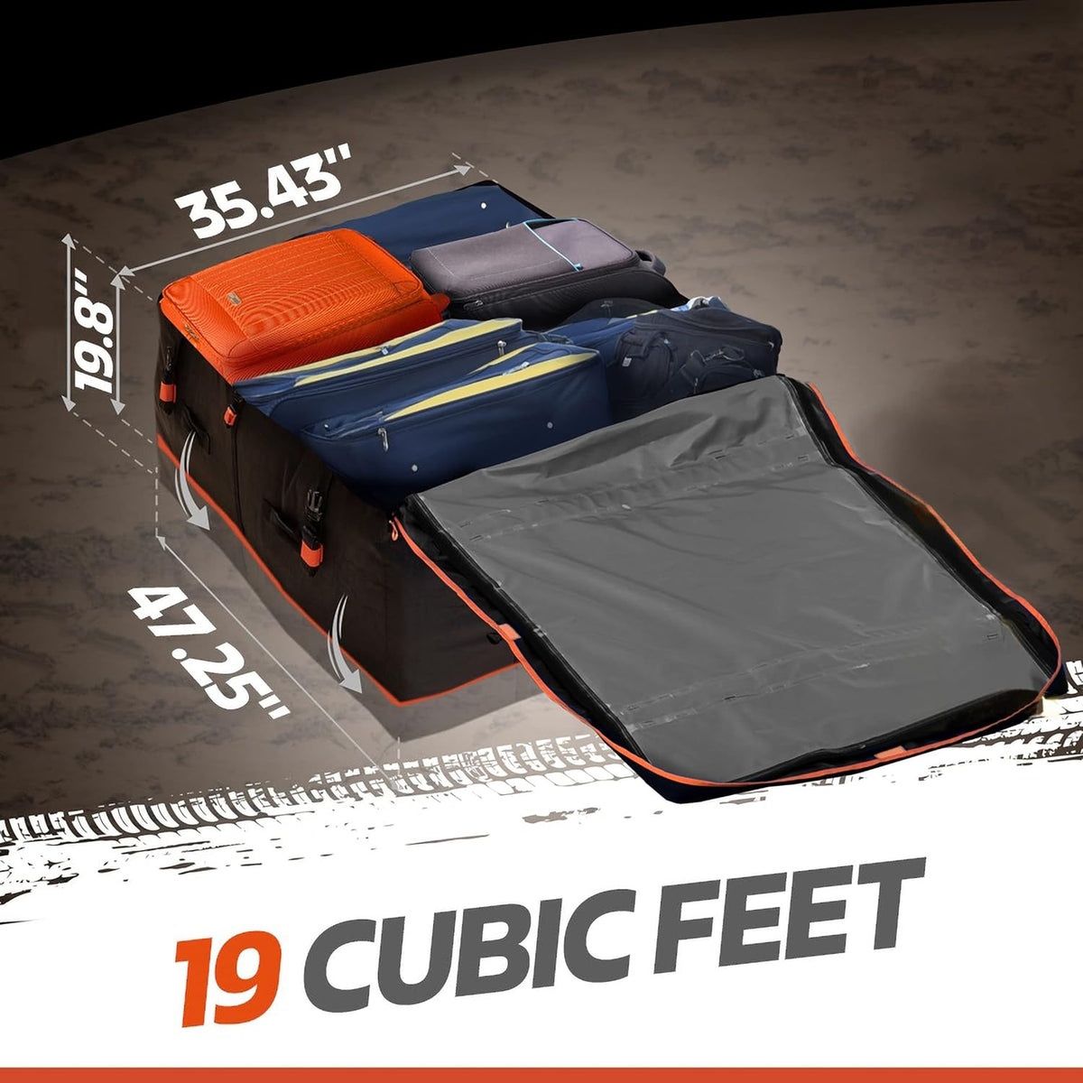 19 Cubic Feet Waterproof Car Roof Bag & Rooftop Cargo Carrier T3423