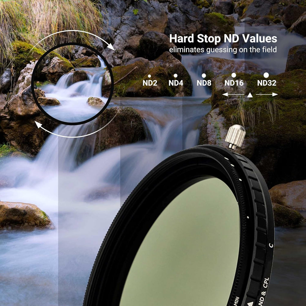 82mm Variable ND Filter & CPL Polarizer Filter with Storage Case and Lens Cap Z9758