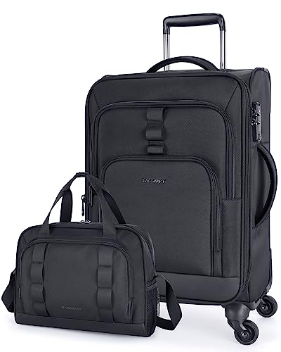 Black Expandable 20 inch Carry on Luggage with Spinner Wheels S10058