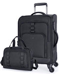 Black Expandable 20 inch Carry on Luggage with Spinner Wheels S10058