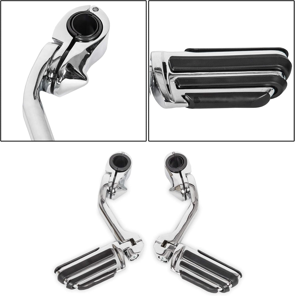 1-1/4" Long Highway Foot Pegs Pedal with Screws for 1.25" Motorcycle Crash Bar Engine Guards Mount Tubing E26193