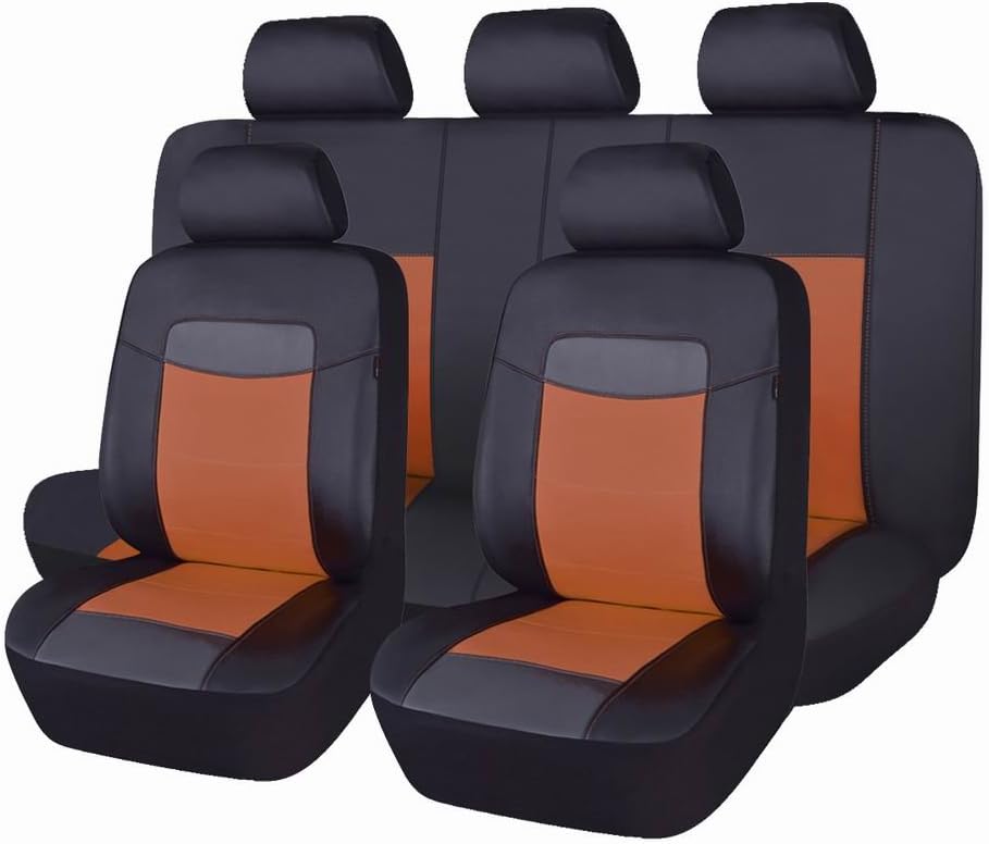 Black Leather Car Seat Covers Full Set Pack of 2 M823304